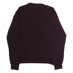 CALVIN KLEIN Mens Jumper Maroon V-Neck Tight Knit Wool L