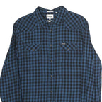 WRANGLER Mens Blue & Black Checked Shirt L Casual Cotton Long Sleeve Button