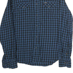WRANGLER Mens Blue & Black Checked Shirt L Casual Cotton Long Sleeve Button