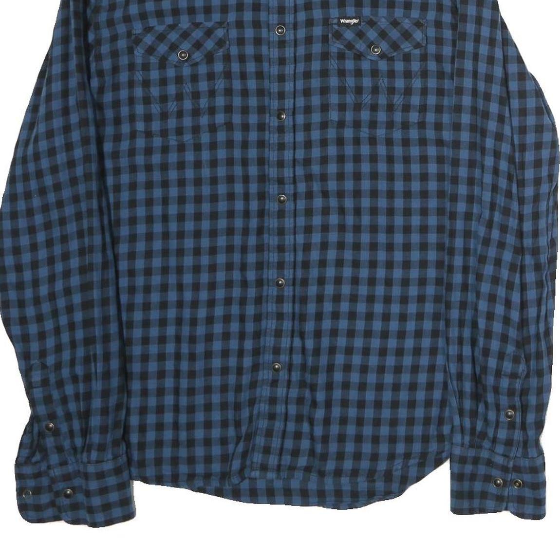 WRANGLER Mens Blue & Black Checked Shirt L Casual Cotton Long Sleeve Button