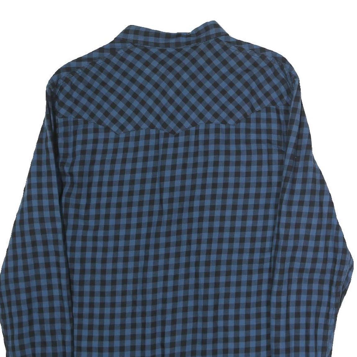 WRANGLER Mens Blue & Black Checked Shirt L Casual Cotton Long Sleeve Button