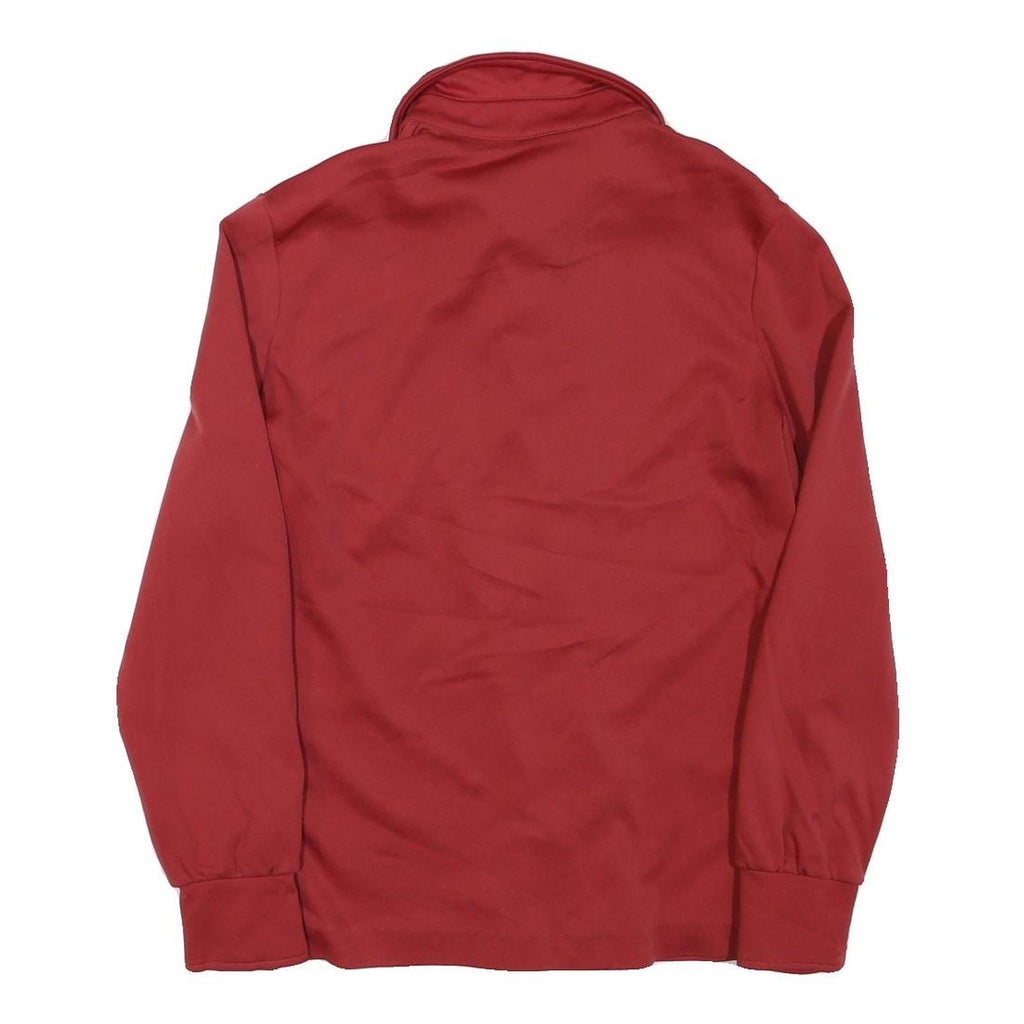 Womens Red Plain Shirt S Polyester Blend Classic Button Closure Long Sleeve