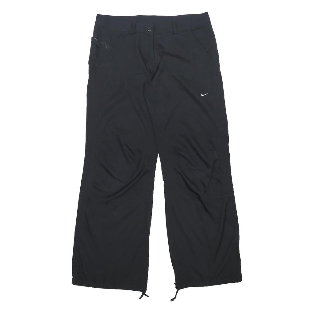 NIKE Womens Black Relaxed Straight Trousers W32 L30 Casual Zip Pocket