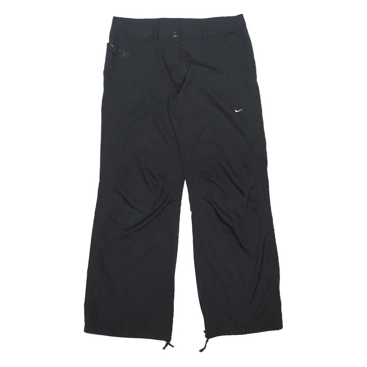 NIKE Womens Black Relaxed Straight Trousers W32 L30 Casual Zip Pocket