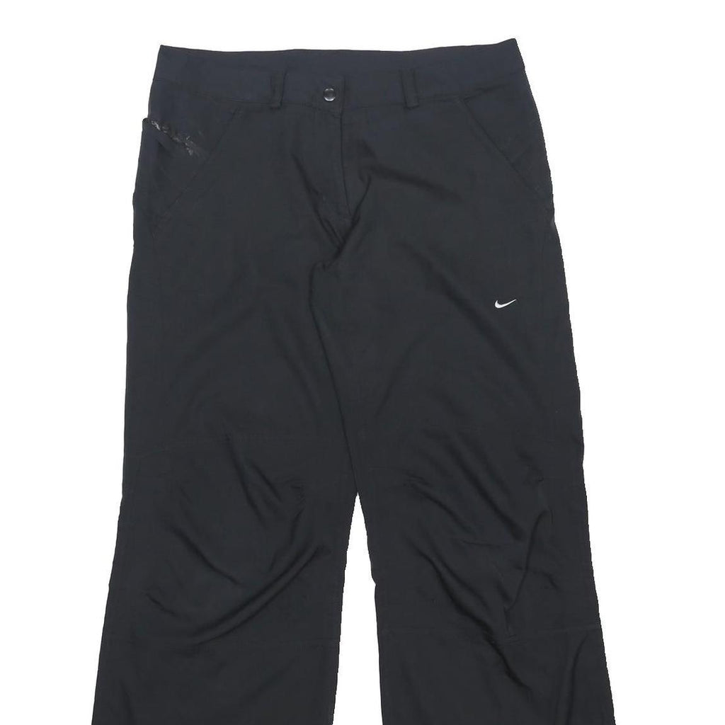 NIKE Womens Black Relaxed Straight Trousers W32 L30 Casual Zip Pocket