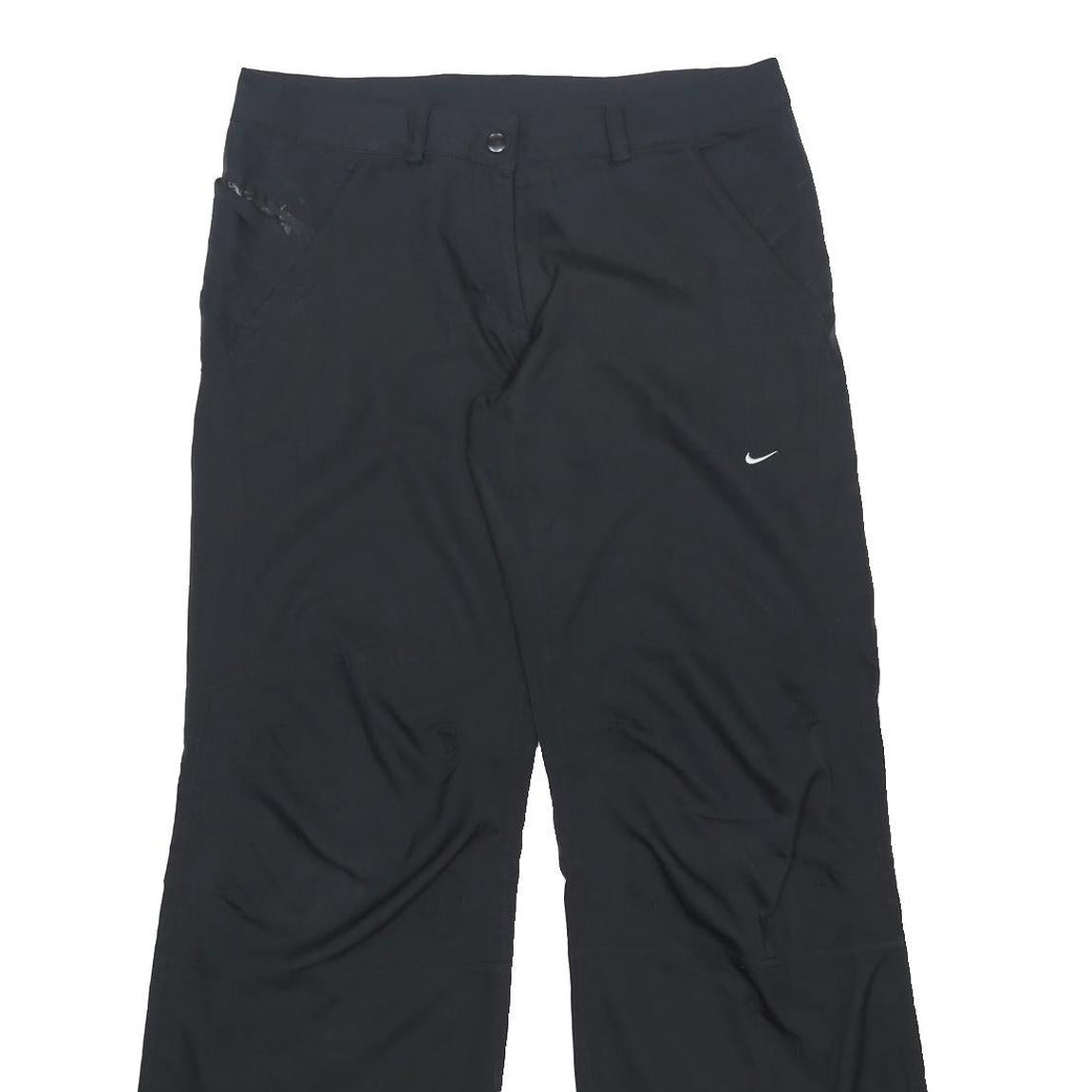 NIKE Womens Black Relaxed Straight Trousers W32 L30 Casual Zip Pocket