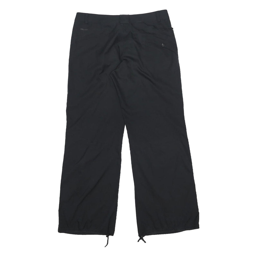 NIKE Womens Black Relaxed Straight Trousers W32 L30 Casual Zip Pocket