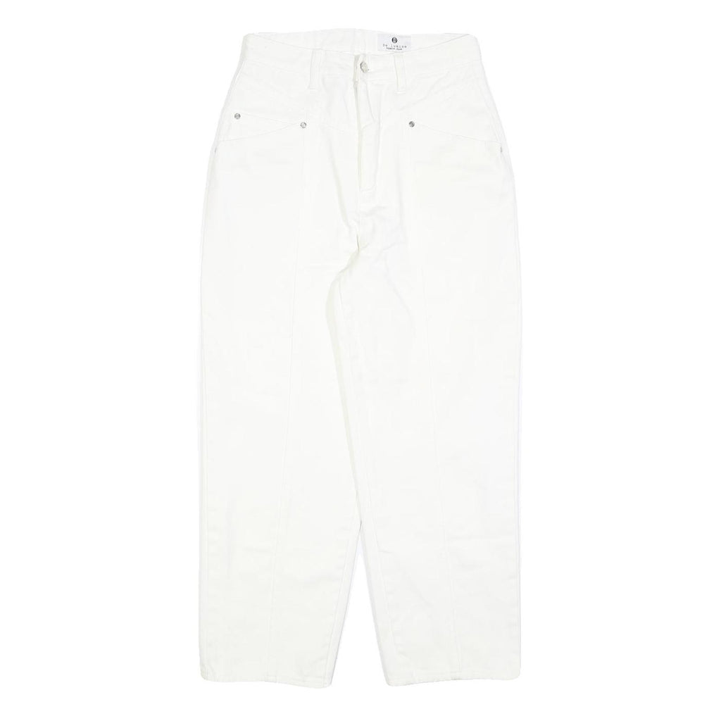 DE LUMINE Womens White Regular Fit Straight Cotton Blend Jeans W26 L26 Zip
