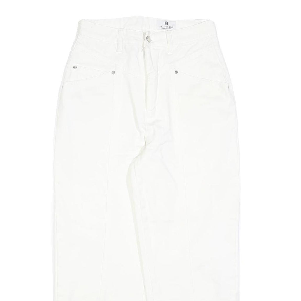 DE LUMINE Womens White Regular Fit Straight Cotton Blend Jeans W26 L26 Zip