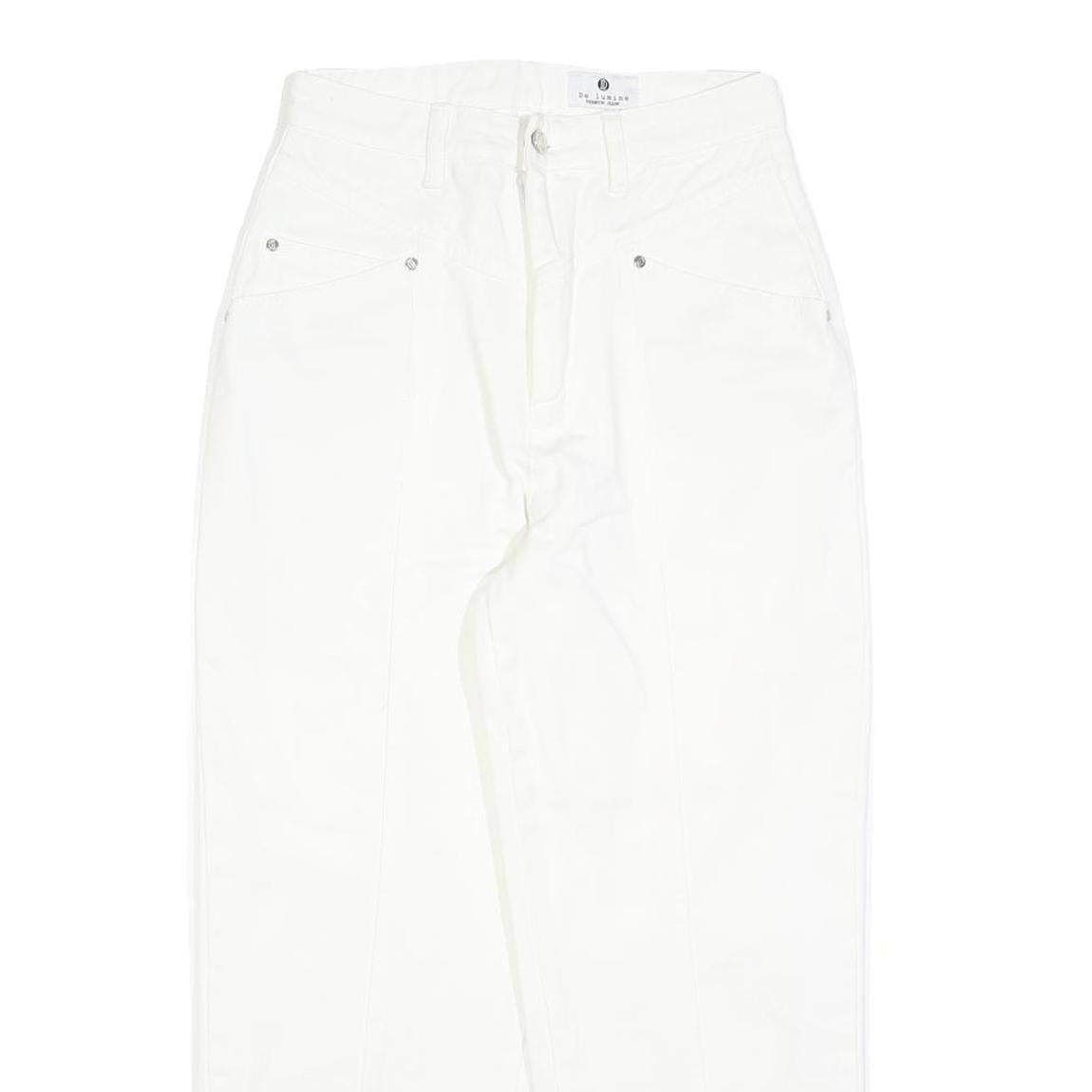 DE LUMINE Womens White Regular Fit Straight Cotton Blend Jeans W26 L26 Zip