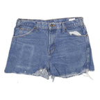 LEVI'S Womens Denim Blue Casual Shorts M W32 Distressed Hem Raw Edge