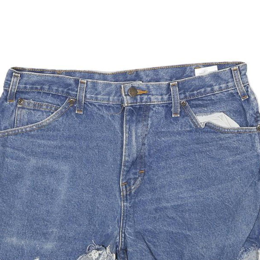 LEVI'S Womens Denim Blue Casual Shorts M W32 Distressed Hem Raw Edge