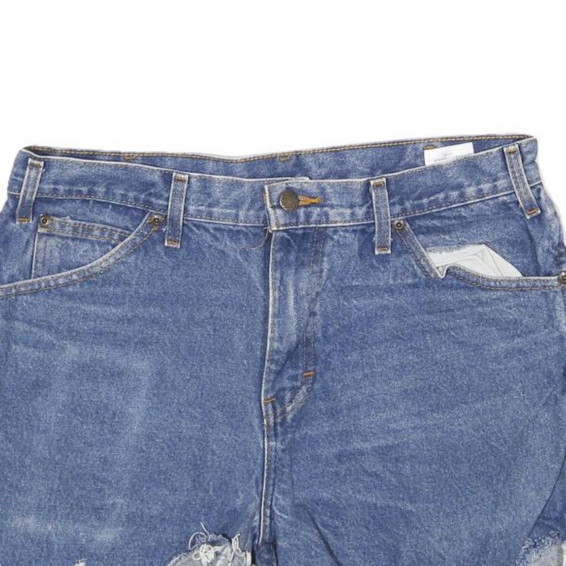 LEVI'S Womens Denim Blue Casual Shorts M W32 Distressed Hem Raw Edge