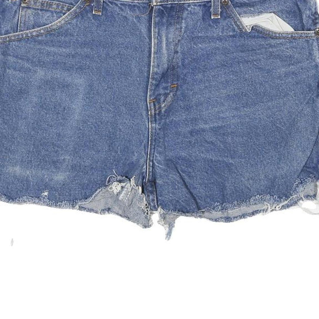 LEVI'S Womens Denim Blue Casual Shorts M W32 Distressed Hem Raw Edge