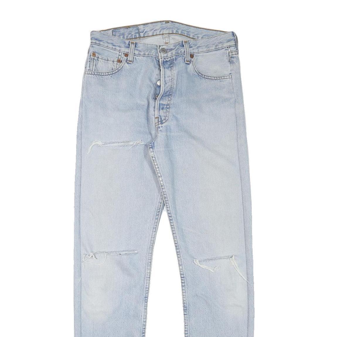 LEVI'S 501 Womens Jeans Blue Regular Straight Denim Light W29 L30 Distressed
