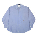 TOMMY HILFIGER Mens Blue Shirt XL Cotton Blend Long Sleeve Classic Fit