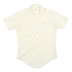 SEARS Mens Cream Short Sleeve Shirt Polyester Blend M Casual Utility Button Down