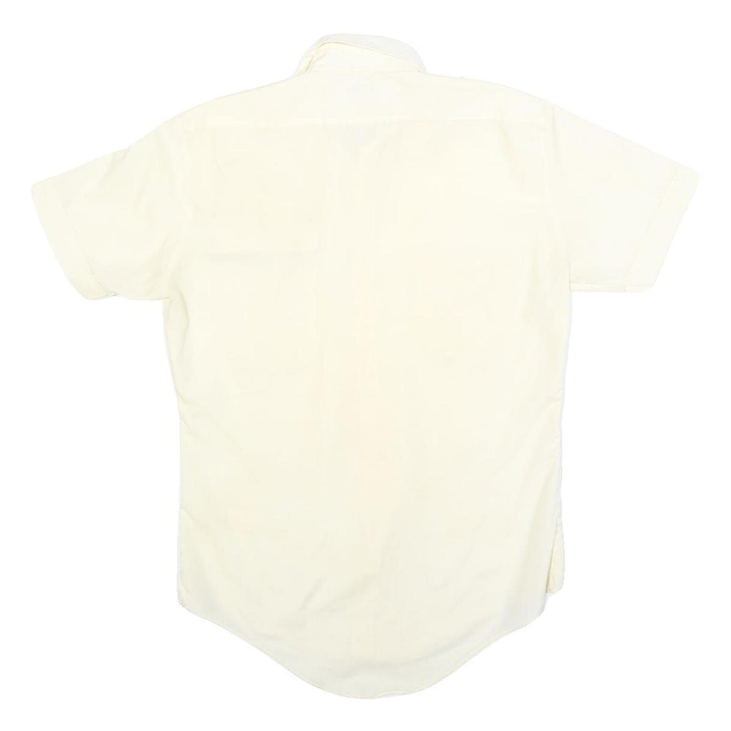 SEARS Mens Cream Short Sleeve Shirt Polyester Blend M Casual Utility Button Down
