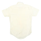 SEARS Mens Cream Short Sleeve Shirt Polyester Blend M Casual Utility Button Down