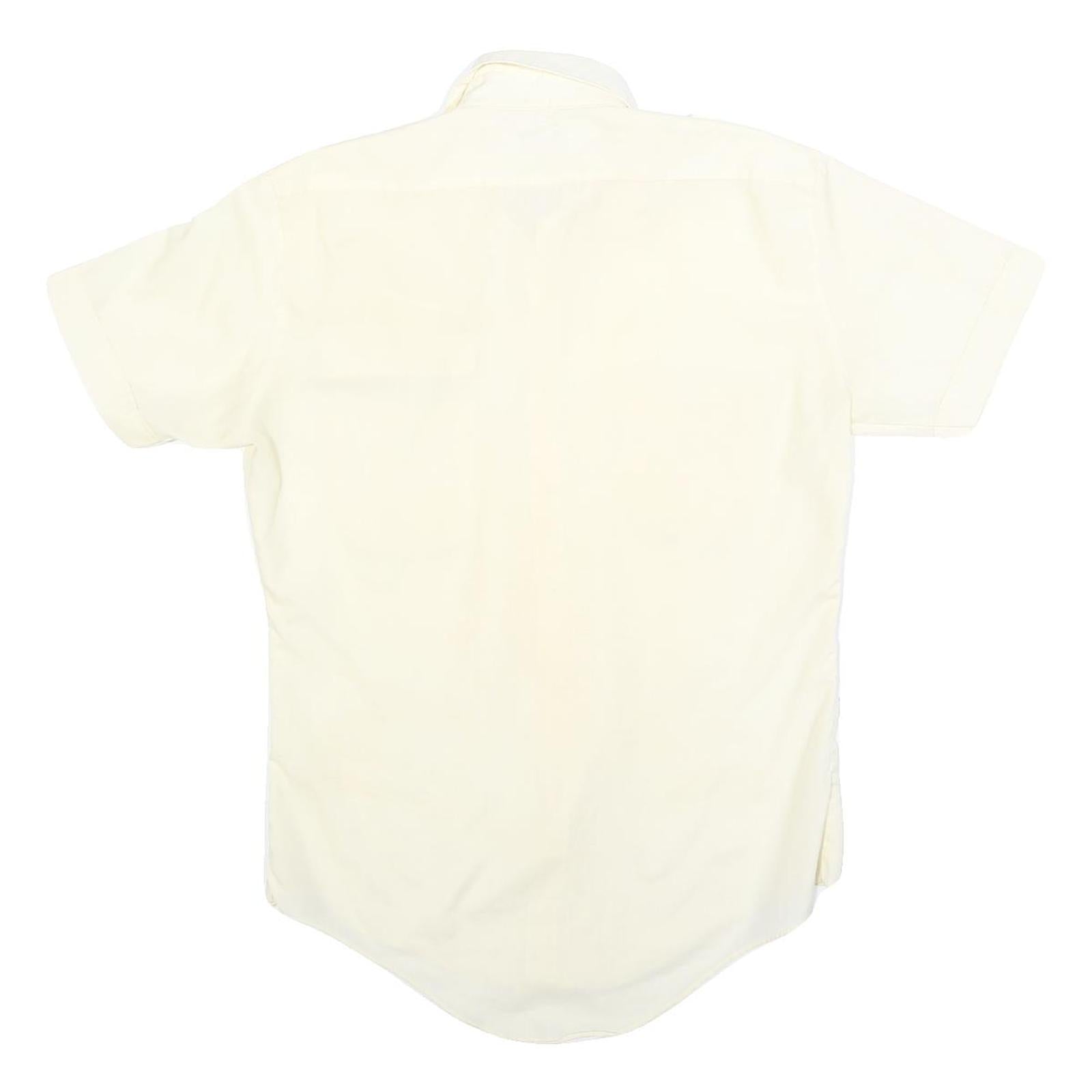 SEARS Mens Cream Short Sleeve Shirt Polyester Blend M Casual Utility Button Down