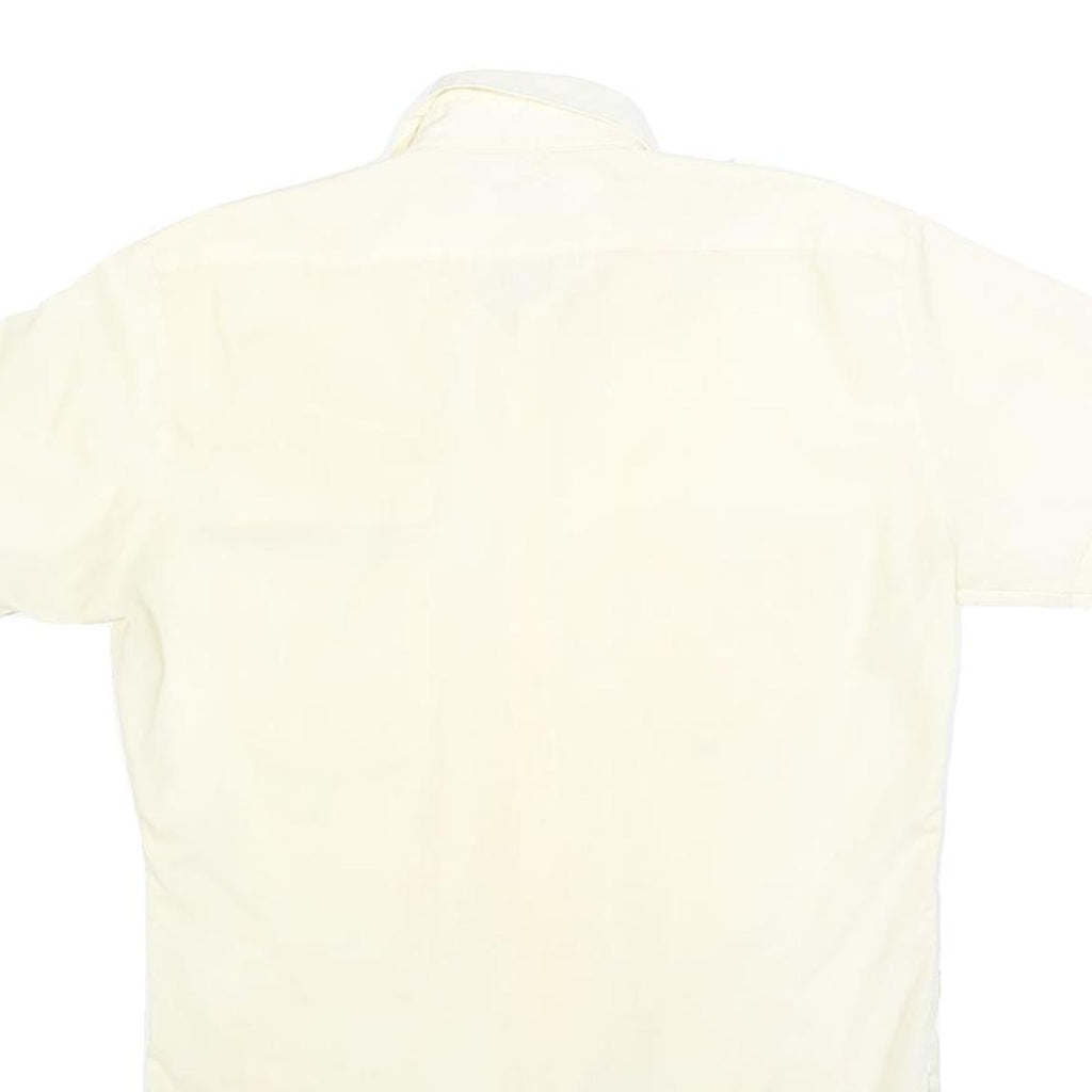 SEARS Mens Cream Short Sleeve Shirt Polyester Blend M Casual Utility Button Down