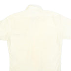 SEARS Mens Cream Short Sleeve Shirt Polyester Blend M Casual Utility Button Down