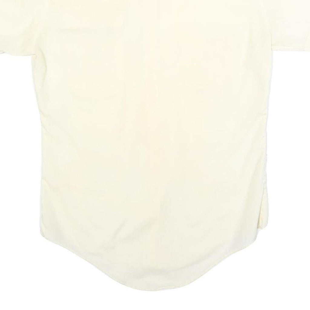 SEARS Mens Cream Short Sleeve Shirt Polyester Blend M Casual Utility Button Down