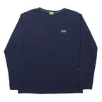 BOSS HUGO BOSS Mens Navy Blue L Long Sleeve Crew Neck Logo T-Shirt Cotton Blend