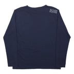 BOSS HUGO BOSS Mens Navy Blue L Long Sleeve Crew Neck Logo T-Shirt Cotton Blend