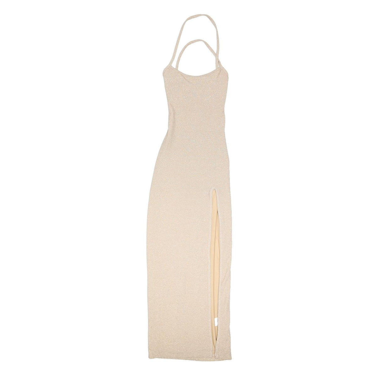 SIMMI LONDON Womens Beige Sleeveless Maxi Dress Elastane UK 6 Strappy Back Side