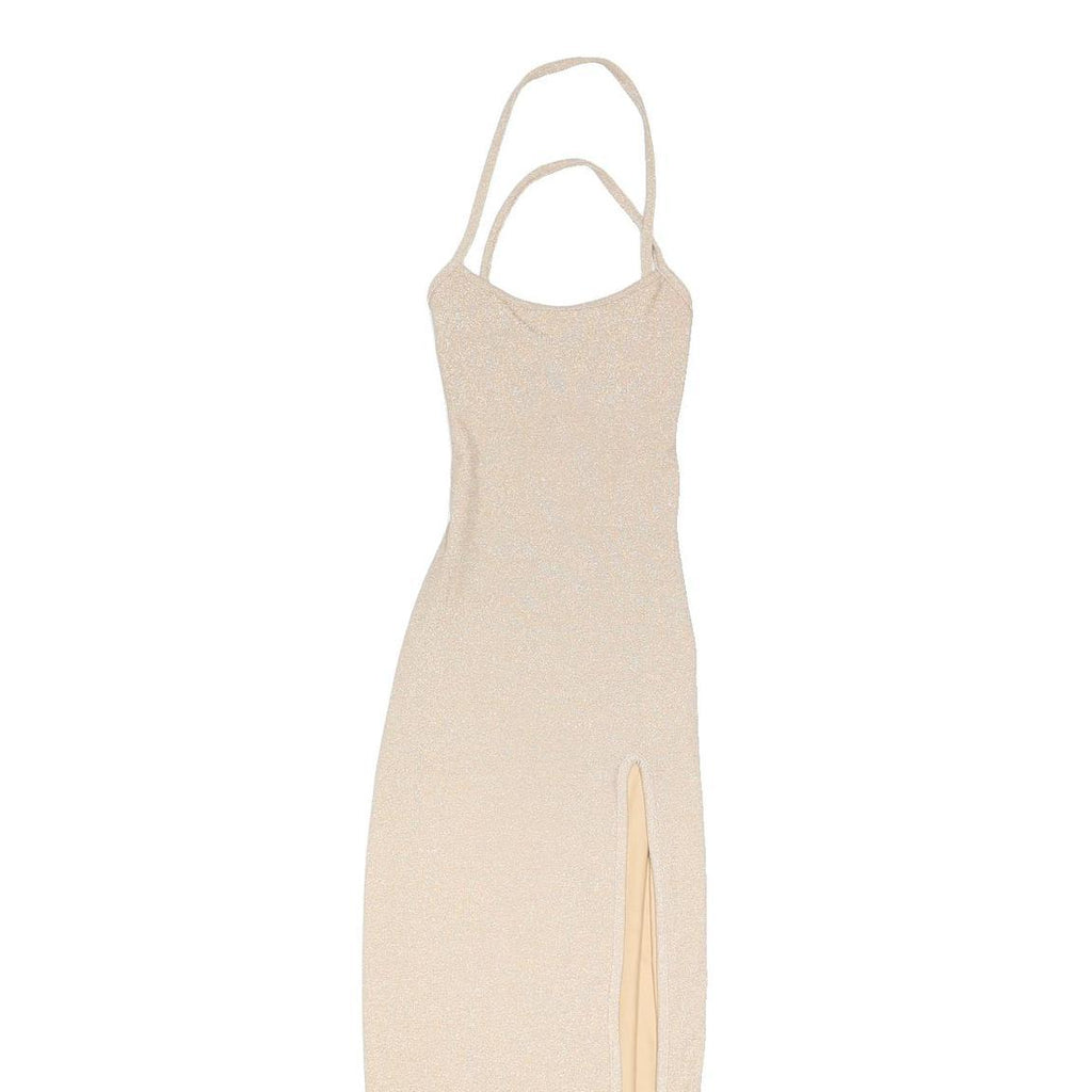 SIMMI LONDON Womens Beige Sleeveless Maxi Dress Elastane UK 6 Strappy Back Side