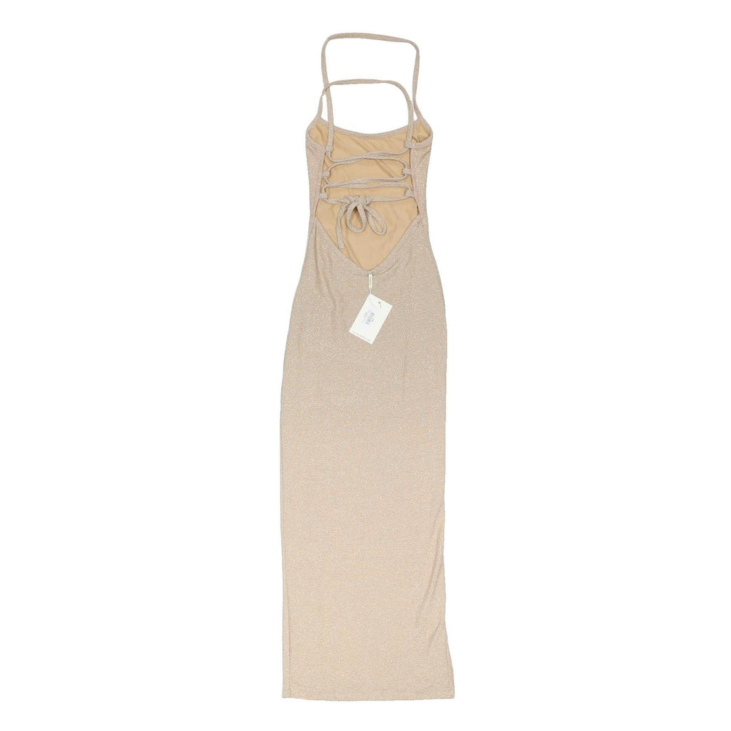 SIMMI LONDON Womens Beige Sleeveless Maxi Dress Elastane UK 6 Strappy Back Side