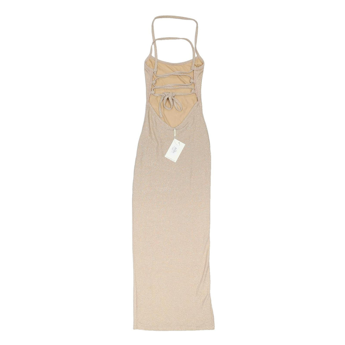 SIMMI LONDON Womens Beige Sleeveless Maxi Dress Elastane UK 6 Strappy Back Side