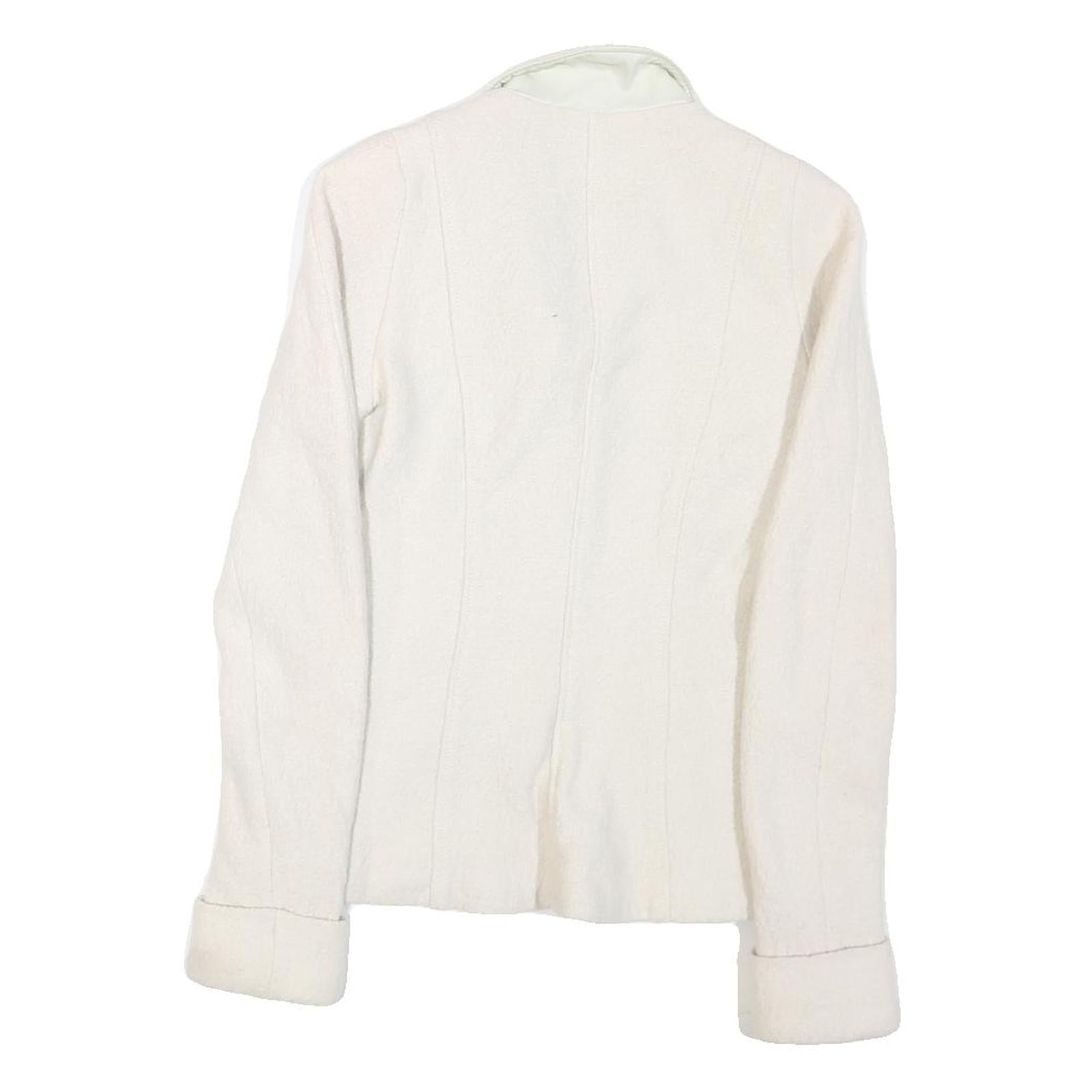 STILE BENETTON Womens White Jacket S Cotton Blend Button Closure Plain Classic