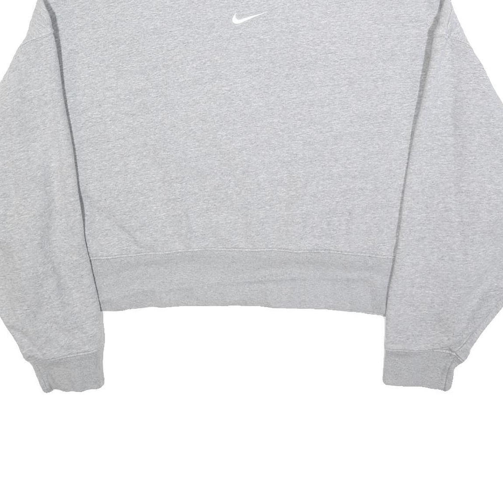 NIKE Womens Grey Crew Neck M Cotton Blend Cropped Sweatshirt