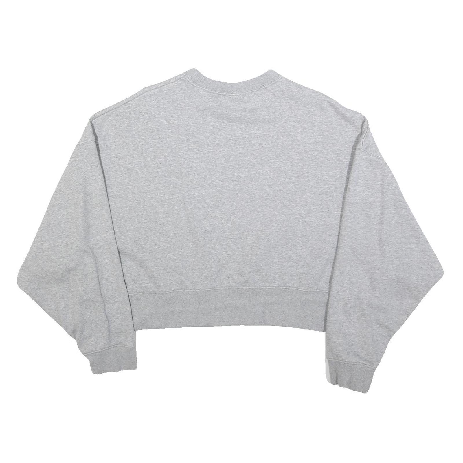 NIKE Womens Grey Crew Neck M Cotton Blend Cropped Sweatshirt