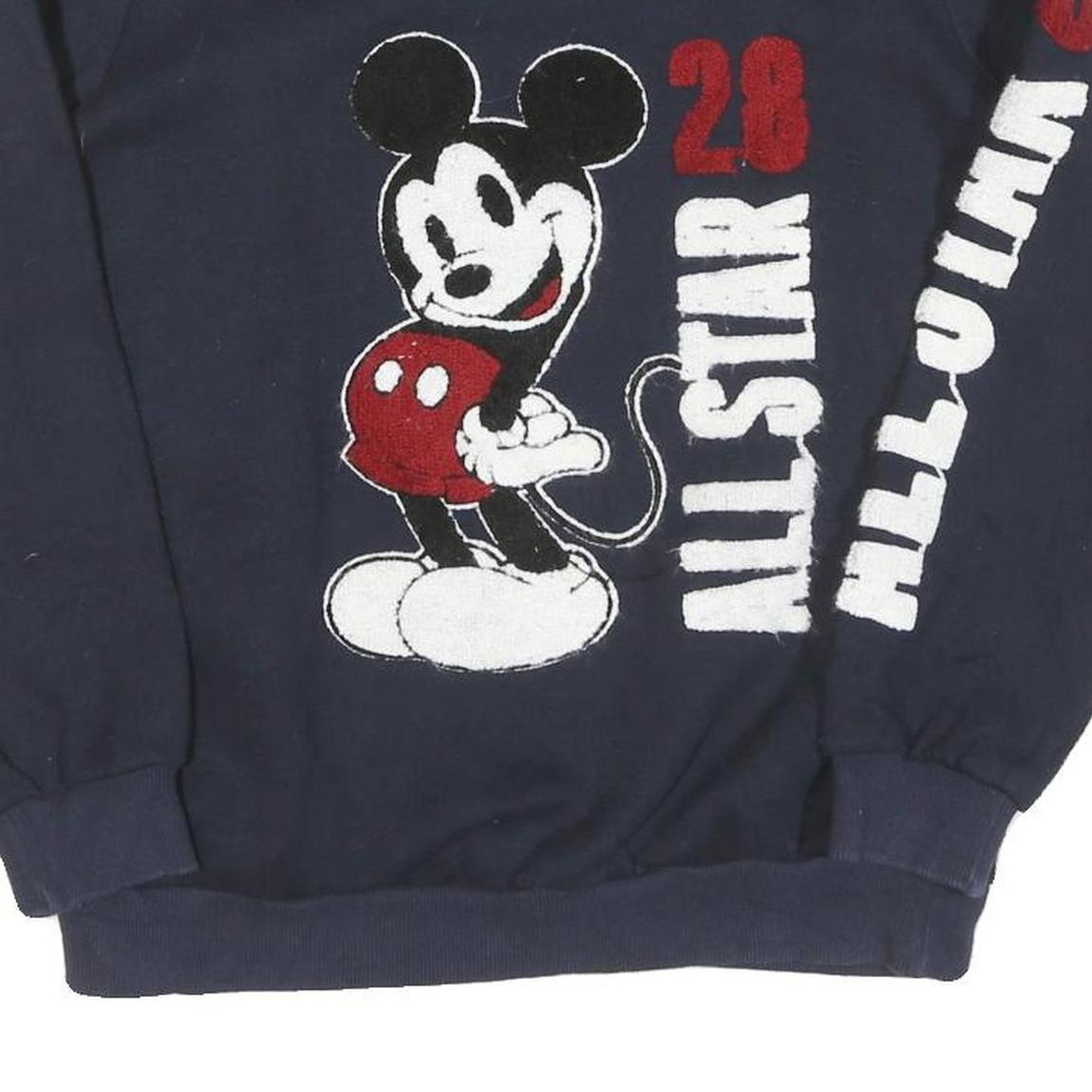 DISNEY Womens Navy Blue Mickey Mouse Crew Neck S Cotton Pullover Sweatshirt