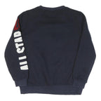DISNEY Womens Navy Blue Mickey Mouse Crew Neck S Cotton Pullover Sweatshirt