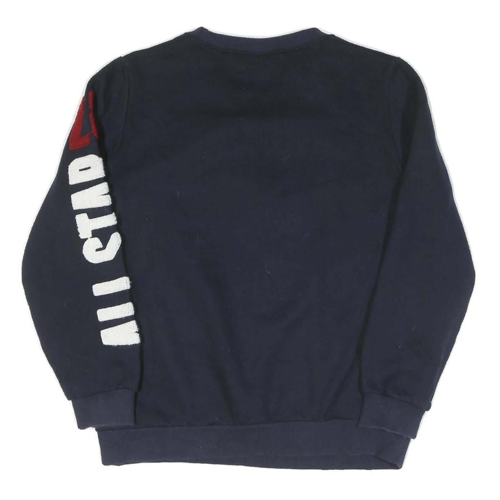 DISNEY Womens Navy Blue Mickey Mouse Crew Neck S Cotton Pullover Sweatshirt