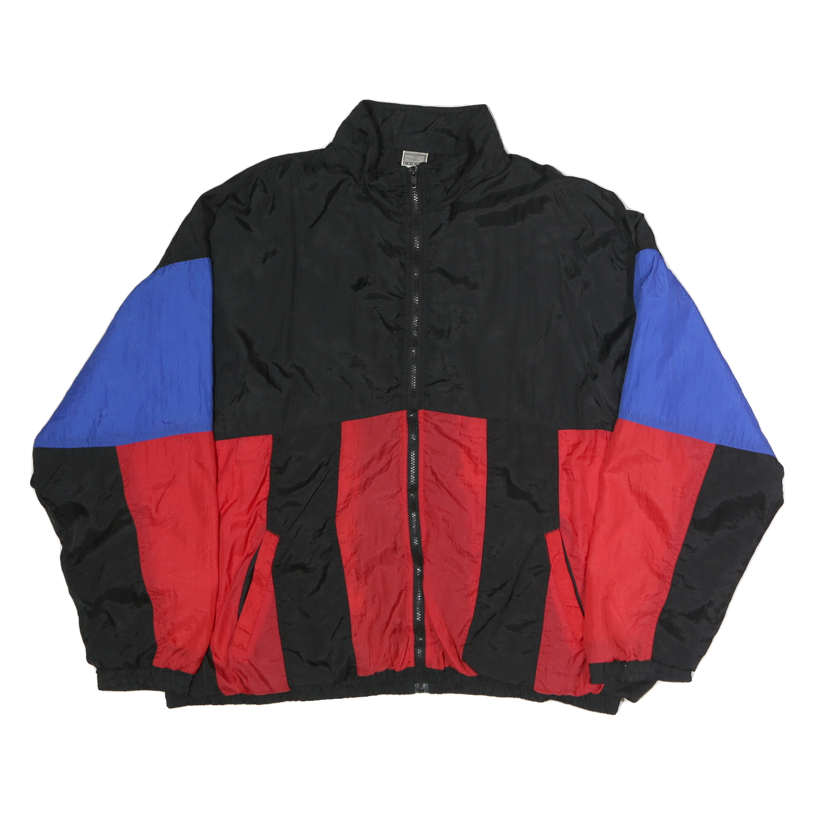 CHEETAH Mens Black & Red & Blue Nylon Zip Jacket 2XL Colourblock Casual