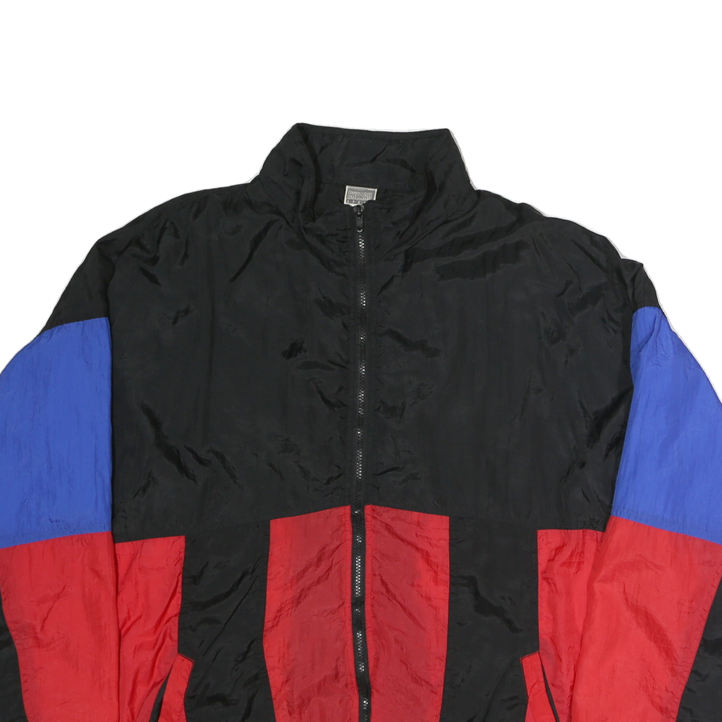 CHEETAH Mens Black & Red & Blue Nylon Zip Jacket 2XL Colourblock Casual