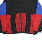 CHEETAH Mens Black & Red & Blue Nylon Zip Jacket 2XL Colourblock Casual