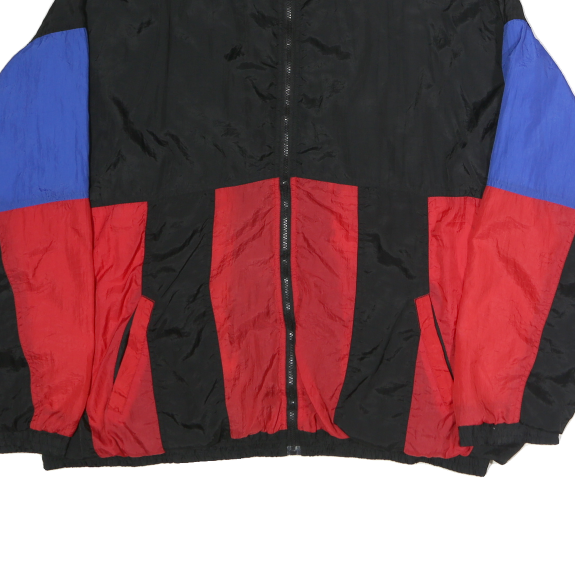 CHEETAH Mens Black & Red & Blue Nylon Zip Jacket 2XL Colourblock Casual
