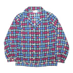 BEND OVER Womens Blue & Pink Printed Shirt Long Sleeve Collared S Polyester Top