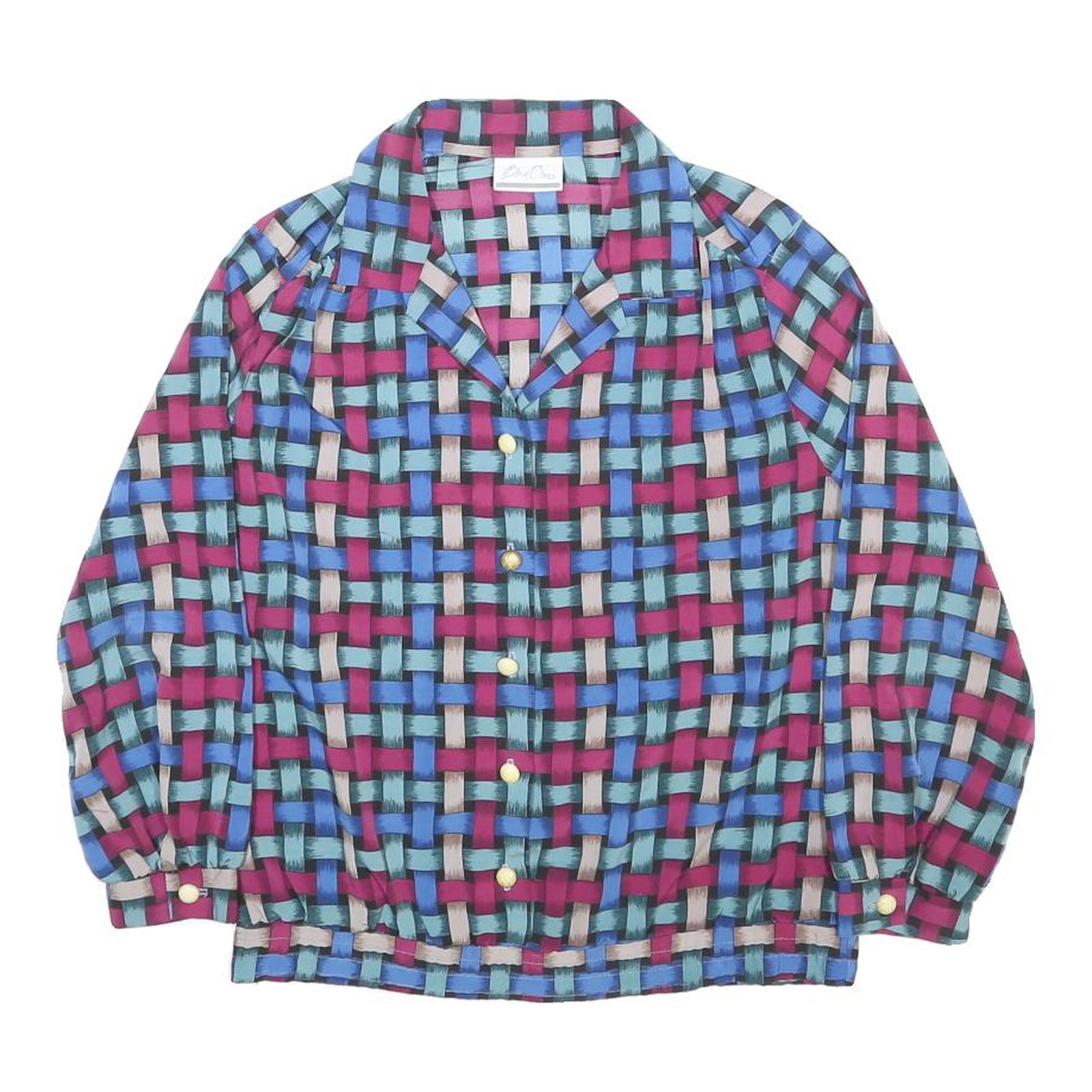 BEND OVER Womens Blue & Pink Printed Shirt Long Sleeve Collared S Polyester Top