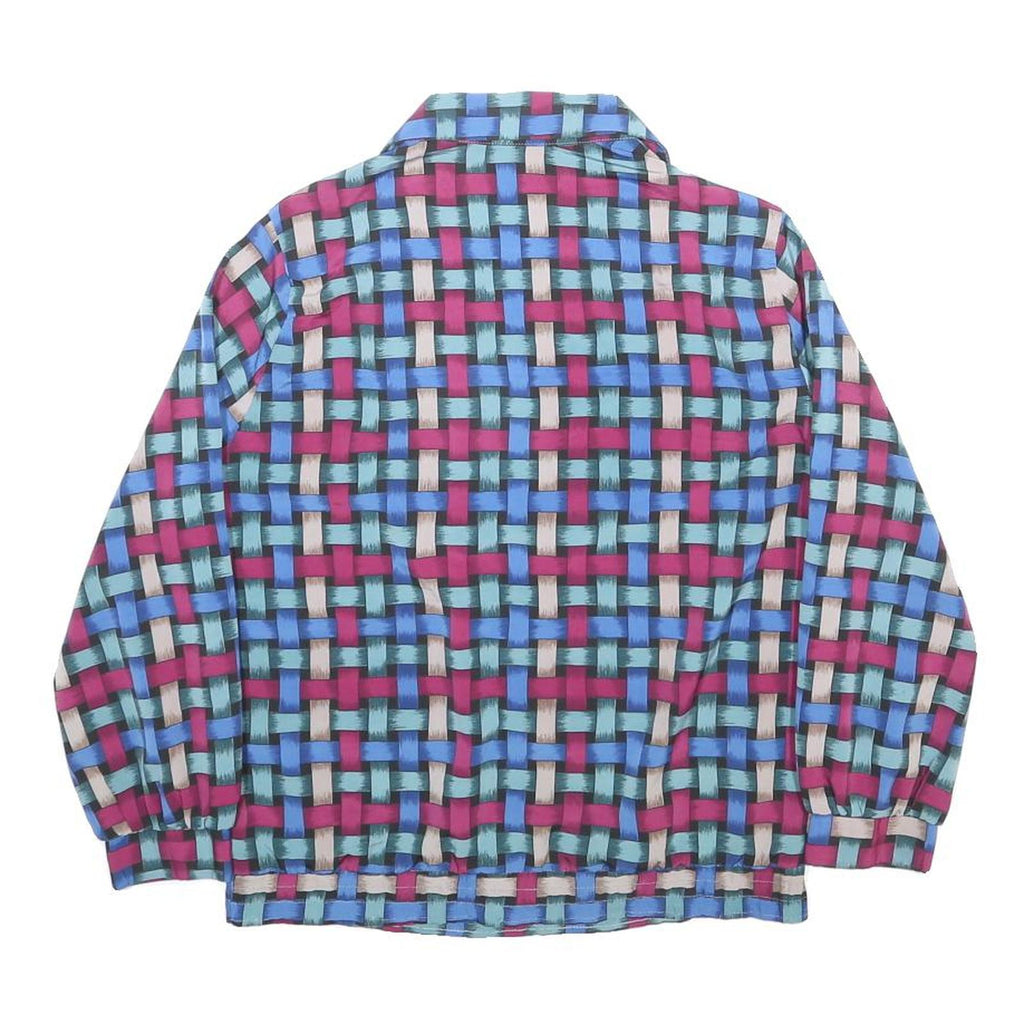 BEND OVER Womens Blue & Pink Printed Shirt Long Sleeve Collared S Polyester Top