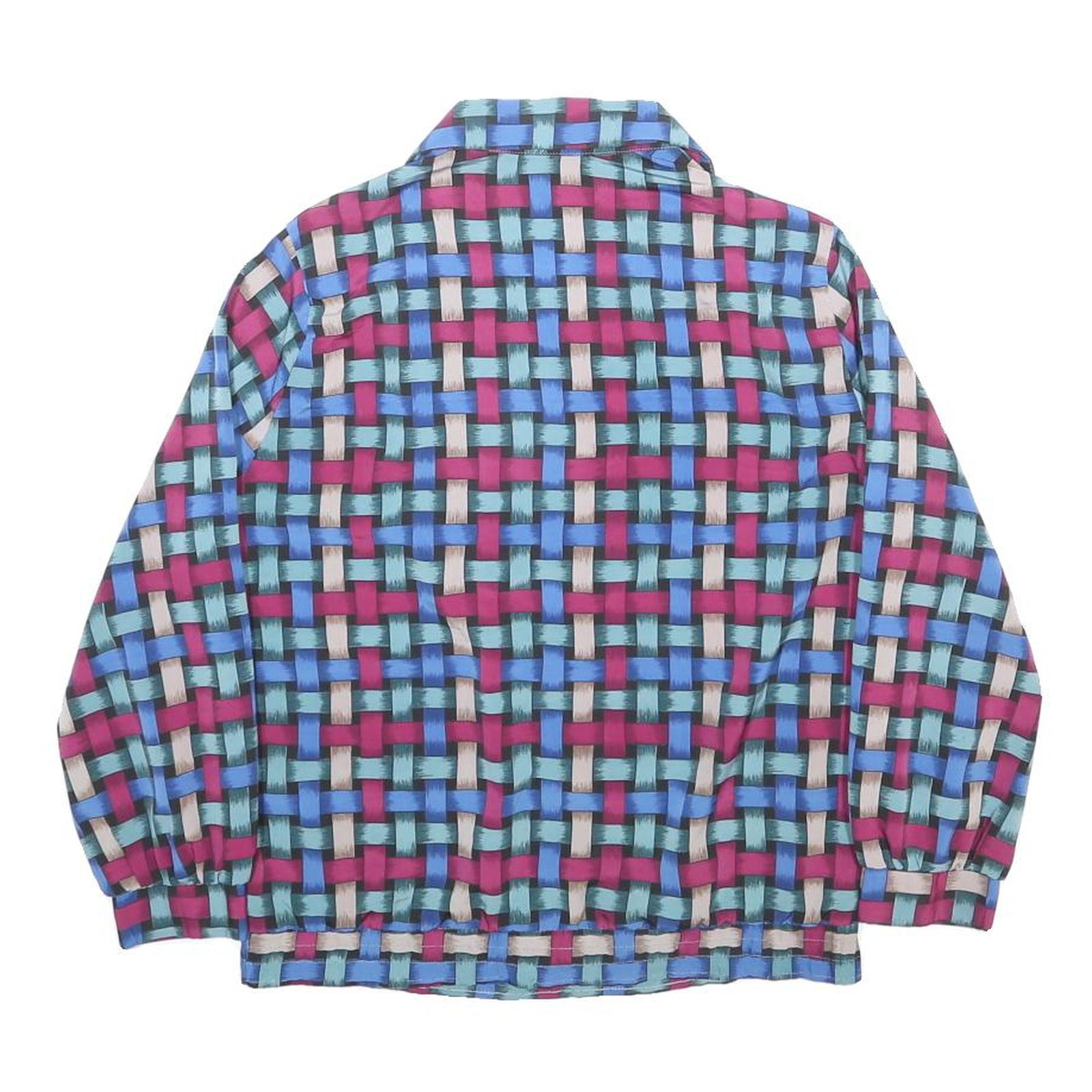 BEND OVER Womens Blue & Pink Printed Shirt Long Sleeve Collared S Polyester Top