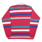 GANT Mens Red & Blue Striped Long Sleeve Polo Shirt L Cotton Blend Casual