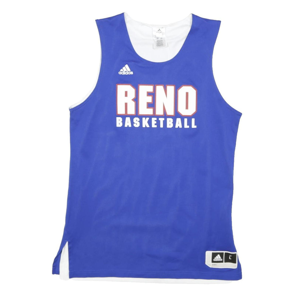 ADIDAS Mens Blue Reno Basketball Vest L Sleeveless Crew Neck Sports Jersey