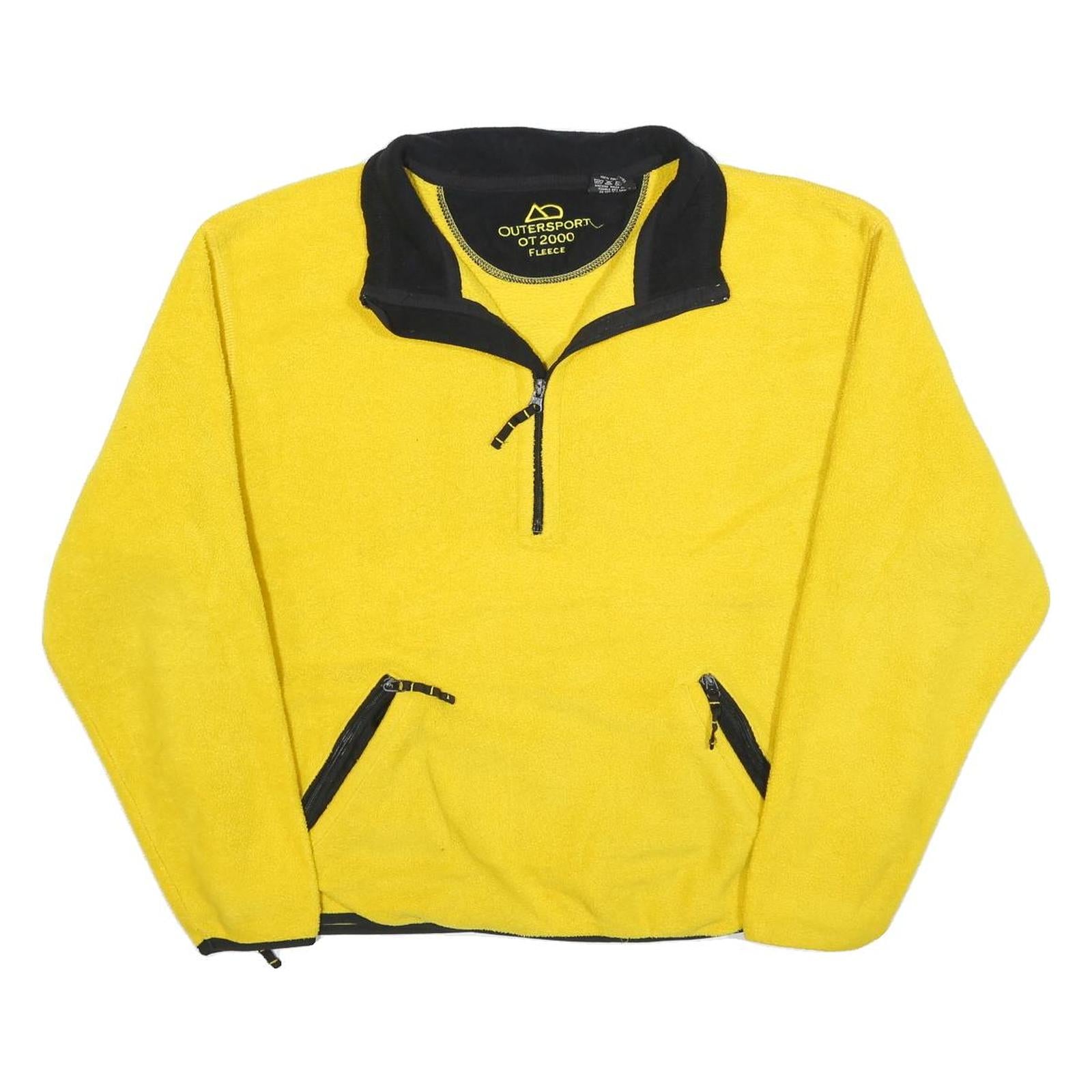 OUTERSPORT Mens Yellow & Black Sportswear Plain Jumper Crew Neck Knit M Zippered